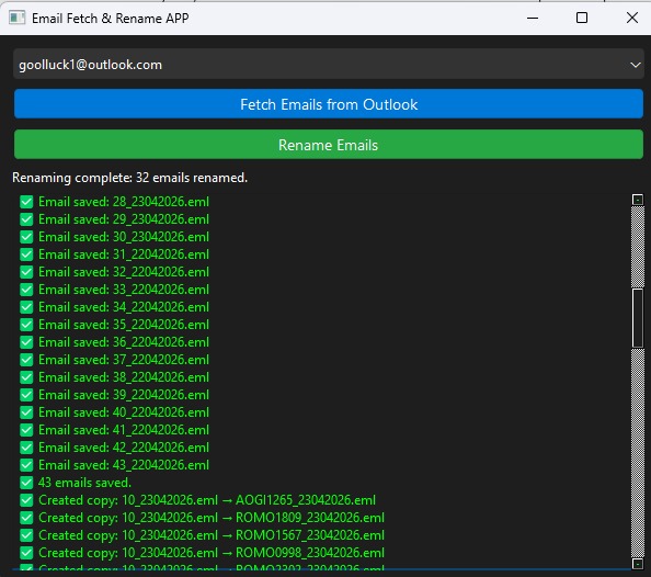 Email Fetch & Rename APP